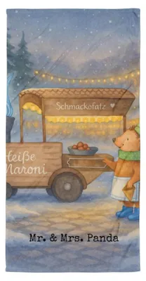 Produktbild von Mr. & Mrs. Panda Handtuch Igel Maronen Design - Weiß - Geschenk, Duft, Weihnachten, Strandlaken, Strandtuch, Kastanien, Badelaken, Duschhandtuch, Reisehandtuch