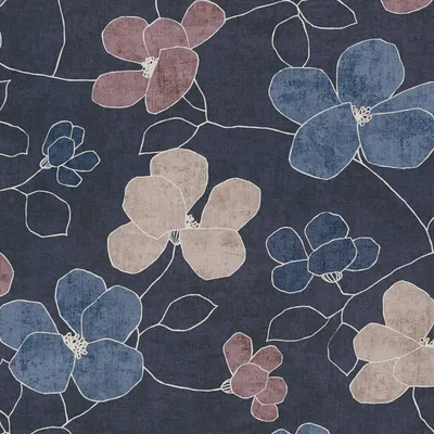 Produktbild von Profhome 791474-GU Blumen Tapete Floral blau violett grau-beige weiß 5,33 m2
