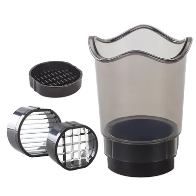Produktbild von Gemüseschneider 2-in-1 mit Becher, Obst- und Erdbeerzerkleinerer, abnehmbares Küchenzubehör inklusive Klingen und Deckel