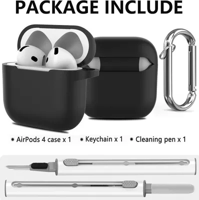 Produktbild von INF Silikonhülle für AirPods mit Reinigungsset Schwarz Airpods 1/2