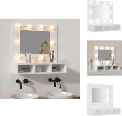 Produktbild von vidaXL Spiegelschrank mit LED Weiß 60x31,5x62 cm -  Badezimmerwaschtische