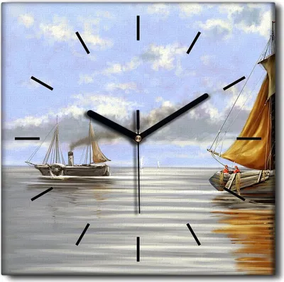 Produktbild von Coloray Uhr auf Leinwand 30x30 cm Wand Uhr Dekoration Wohnzimmer Segeltuch schwarze Hände -Seelandschaft