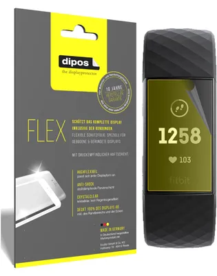 Produktbild von 3x Schutzfolie für Fitbit Charge 3 Folie, 100% Displayabdeckung, dipos Flex