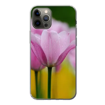 Produktbild von MuchoWow® Handyhülle Schutzhülle Hülle für iPhone 12 Pro Blumen - Tulpen - Rosa Silikon Softcase Handy Hülle - Abdeckung