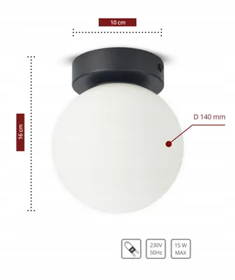 Obrázek produktu pro Stropní svítidlo LED 15W - Stropní lampa černobílá G9, Závěsné svítidlo do obývacího pokoje - Bílé skleněné koule 14 cm