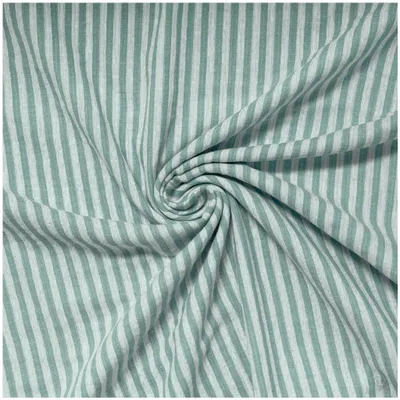 Musselin Stoff mit Streifenmuster in seegrün-weiß, Double Gauze Baumwolle für Babykleidung und Sommermode.