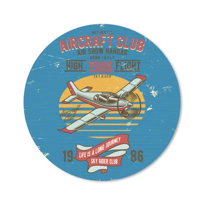 Produktbild von MuchoWow® Mauspad Mousepad Mancave - Flugzeug - Blau - Vintage 30x30 cm - Mousepads - Maus Mat - Pad - Mausunterlage - Tischunterlage - Schreibtischmatten