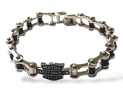 Produktbild von Armband Herren Edelstahl Silber Schwarz Biker Motorrad
