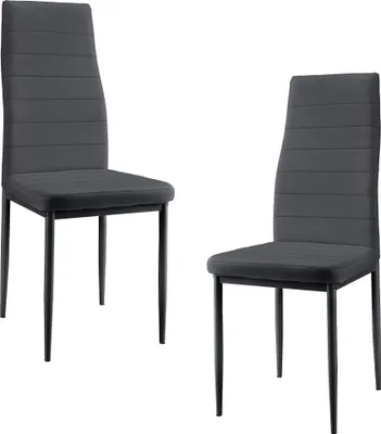 Produktbild von 2er-Set Stühle grau Hochlehner Esszimmer Kunst-Leder Polster Stuhl en.casa