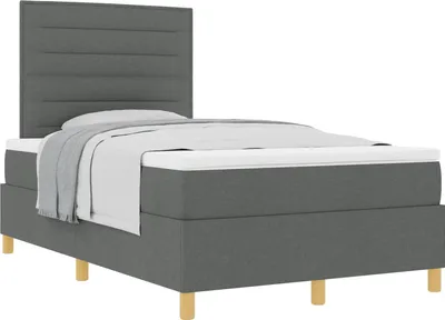 Zdjęcie produktu dla Łóżko sprężynowe z materacem Ciemnoszary 120 x 190 cm tkanina