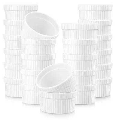 Produktbild von Set mit 24 Porzellansaucenschalen und Soufflé-Formen