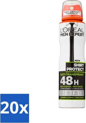 Produktbild von L'Oréal Men Expert Shirt Protect - Deodorant - 150 ml - Deodorant Spray - Vorteilspack - 20 Stücke