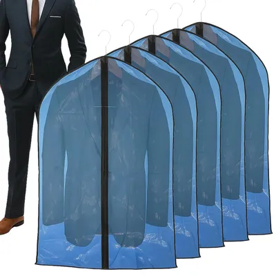 Produktbild von Kleiderhülle Kleidersack Anzughülle 5er Set 60x90 cm Blau wasserdicht für Anzüge Hemden Jacken Mäntel
