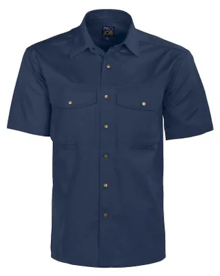 Image de Projob - Chemise pour hommes, mélange de polyester, manches courtes, modèle ET195 (3XL) (Bleu marine)