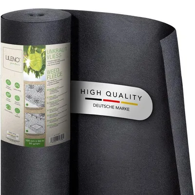 Produktbild von LILENO HOME Unkrautvlies Gartenvlies gegen Unkraut 50m² [50 g/qm] - Garten Unkrautfolie Wasserdurchlässig – Reißfestes Unkraut-Flies – Unkrautflies UV-beständig [1m x 50m]