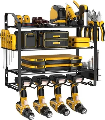 Produktbild von Metallischer Wandhalter für elektrische Werkzeuge - Garage-Organisator für Werkzeugboxen