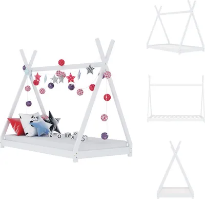 Produktbild von vidaXL Kinder-Bettgestell Weiß Massivholz Kiefer 80 x 160 cm -  Baby- & Kleinkinderbetten