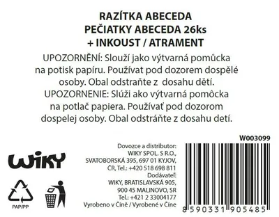 Obrázok produktu pre Abecedné pečiatky 26ks + atrament