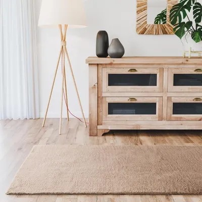 Zdjęcie produktu dla Dywan do salonu, wysoki włos, Fargo - 80x250 cm, kolor taupe - Miękkie, puszyste dywan - Można prać - Antypoślizgowy - Długowłosy