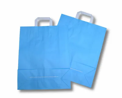 Produktbild von 250x Papiertragetaschen aus Kraftpapier 220+100x280mm hellblau
