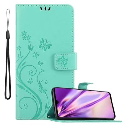 Produktbild von Cadorabo Hülle für Huawei MATE 20 Schutz Hülle in Türkis Schutzhülle Handy Hülle Etui Case Blumen Flower