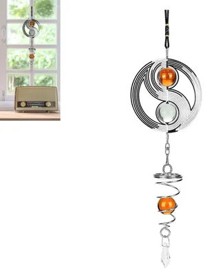 Produktbild von Windspiel Edelstahl Rotierend mit Glaskugel Yin Yang Design