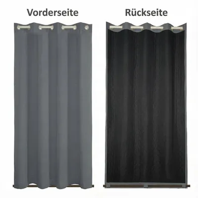 Produktbild von 1x Dicke Thermovorhang Kälteschutz Outdoor Vorhang Wetterfest mit ösen Thermo Vorhang Lärmschutz für Terrasse Garten Balkon Tür, 132x213cm Grau