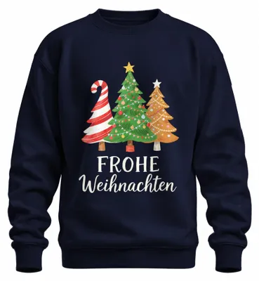 Produktbild von Frohe Weihnachten Weihnachtsbaum Zuckerstange Tannenbaum Sweatshirt Pullover, Navy, XXL