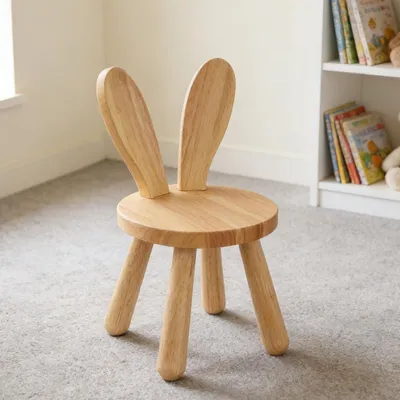 Productafbeelding van Houten Kinderstoel met Konijnenoren, 45 x Ø 26 cm