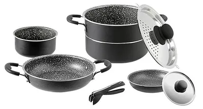 Produktbild von Topfset BRUNNER Pirate 8-tlg. Aluminium schwarz