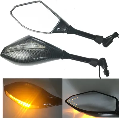 Obrázek produktu pro Motocykl Double LED světla boční zrcátka Indikátor signálu Rearview zrcadlo Hadí vzor _ Dvojitá svítilna s hrotem