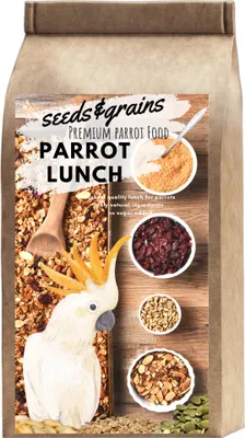 Immagine prodotto di Pranzo per pappagalli con semi e cereali | Pranzo o colazione per pappagalli | Veloce, sano e delizioso | Caldo o freddo