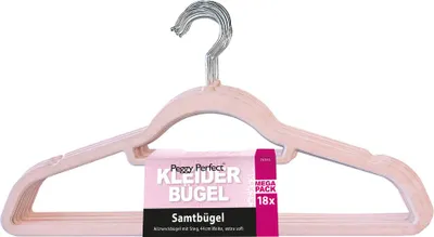 Image de Peggy Perfect 76345 Cintres Peggy Perfect « cintres en velours » avec barre, lot de 18