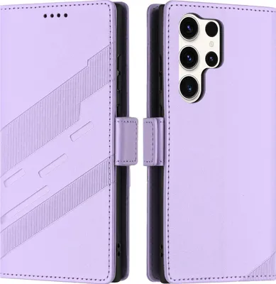 Productafbeelding van Hoesje voor Samsung Galaxy S25 Ultra - Phonesta portemonnaiehoes met reliëflijnen - Paars