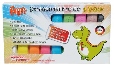 Produktbild von Flippi Strassenmalkreide 9 Stueck in 9 Farben fuer Kinder