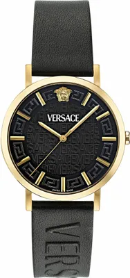 Produktbild von Versace VE8Q00224 Greca Slim gold schwarz Leder Herren Uhr NEU