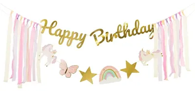 Obrázek produktu pro Transparent Happy Birthday Unicorn, 230x17,5 cm