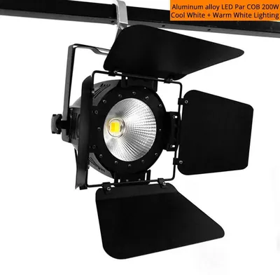 Produktbild von LED PAR Scheinwerfer - 200W Bühnenlicht - Kalt- & Warmweiß - DMX Steuerung - Mit Barndoors Torblenden - Für DJ, Club & Bühne - EU Stecker