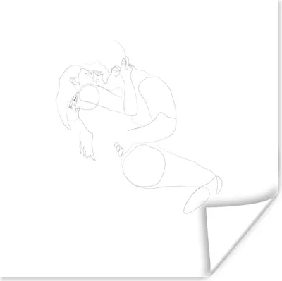 Produktbild von MuchoWow® Poster Linienkunst - Beziehung - Kuss 50x50 cm - Wohnzimmerdekoration