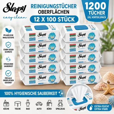 Produktbild von Sleepy Easy Clean Oberflächenreinigungstücher Ocean Breeze 12x100 STÜCK