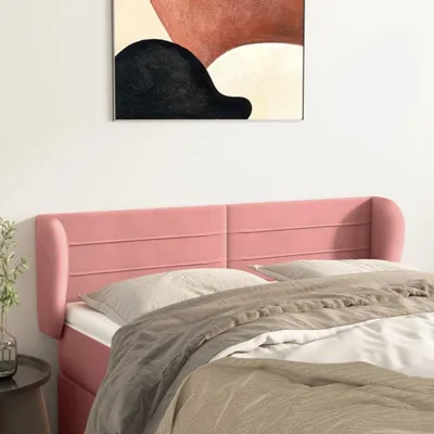 Produktbild von vidaXL Kopfteil mit Ohren Rosa 147x23x78/88 cm Samt - Kopfteil - Kopfteile - Bett-Kopfteil - Bettkopfteil