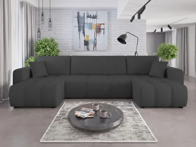 Produktbild von Couchgarnitur Sofa Sofagarnitur ALICE U in U Form mit Schlaffunktion und Bettkasten Wohnlandschaft Polsterecke Couch Wellenfederung