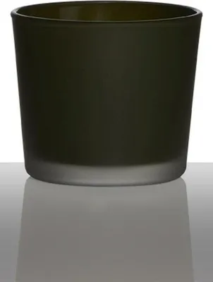 Produktbild von INNA-Glas Maxi Teelichtglas Alena Frost, dunkelgrün matt, 9cm, Ø10cm - Kerzenglas