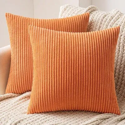 Obrázok produktu pre Ibenzoa® Sada 2 vankúšikových poťahov Rippvelours, 45 x 45 cm – Poťahy na vankúše z polyesteru s skrytým zipsom, dekoratívne vankúšové poťahy
