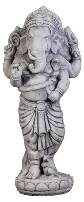 Produktbild von Ganesha Statue aus Steinguss, Höhe 99 cm, 74 kg, frostsicher für den Außenbereich (Grau)