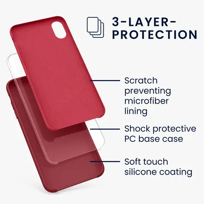 Produktbild von kwmobile Hülle kompatibel mit Apple iPhone XR Hülle - Silikon Handy Case - Handyhülle weiche Oberfläche - kabelloses Laden - Dunkelrot