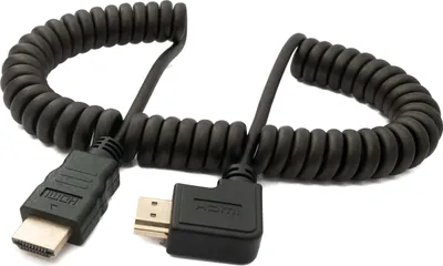 Produktbild von SYSTEM-S HDMI 1.4 Kabel 2 m Standard Stecker zu Stecker Spirale Winkel in Schwarz