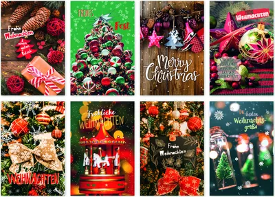 Produktbild von Glückwunschkarten Weihnachten 100 Stück 8 Motive