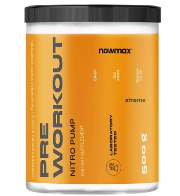 Produktbild von nowmax® Pre Workout Xtreme Pump 500 g – Pre-Workout Pulver, Koffein, Traube