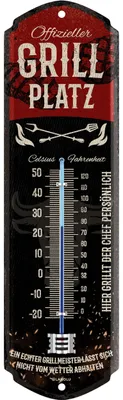 Produktbild von LANOLU Retro Blechschild GRILLPLATZ THERMOMETER - GRILL Schild Garten außen Grill Geschenke 8x28cm